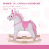 Dondolo in Legno Unicorno Cavalcabile Bianco e Rosa