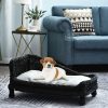 Lettino per cani Animali Domestici Chaise Longue in Vimini con Cuscino Nero