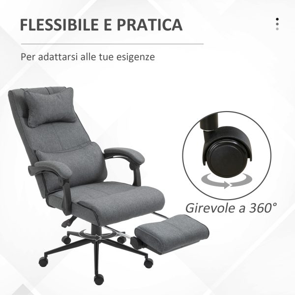 Sedia da Ufficio Ergonomica ad Altezza Regolabile con Braccioli e Poggiapiedi