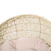 Letto per Gatti in Rattan con Cuscino in Lino e Cotone Beige Ф56 x 35 cm