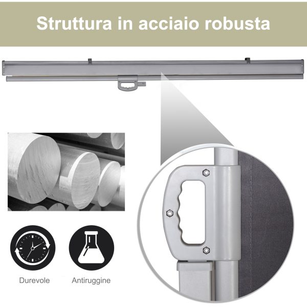 Tenda da Sole Laterale Frangivista Estensibile 0-3m in Poliestere Grigio