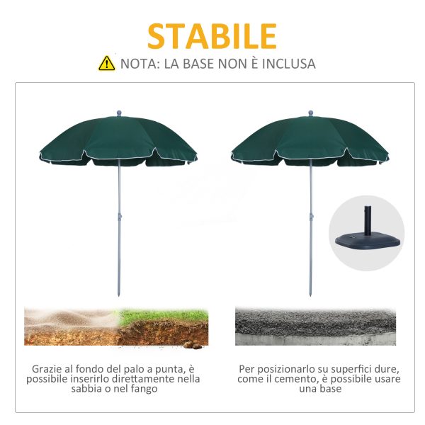 Terrazza Portatile Φ220cm con Tettuccio Inclinabile in Poliestere Verde Scuro