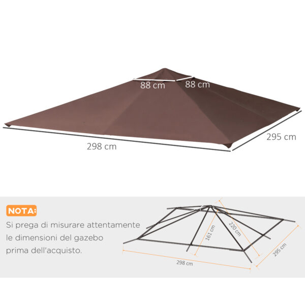 Tetto di Ricambio Telo Sostitutivo per Gazebo Traspirante 3x3m