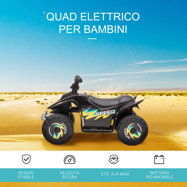 Quad per Bambini Elettrico con Batteria Ricaricabile 6V - Nero