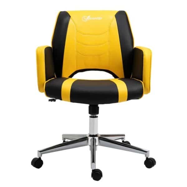 Sedia da Ufficio, Sedia da Gaming Racing Ergonomica, Altezza Regolabile, Girevole, Gialla e Nera