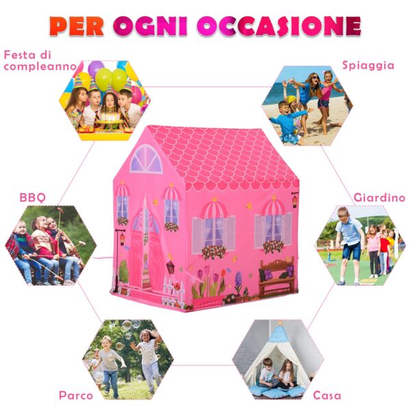 Tenda da Gioco Principessa per Bambina 3+ Anni per Interno e Esterno Rosa 93 x 69 x 103 cm