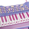 Pianola per Bambini con Sgabello e Microfono, 12 Strumenti e 22 Musiche, Registrazione, MP3 e Karaoke, Rosa