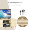 Mobile Porta TV con Vani Aperti e Ante in Rattan Color Legno 115x40x48cm