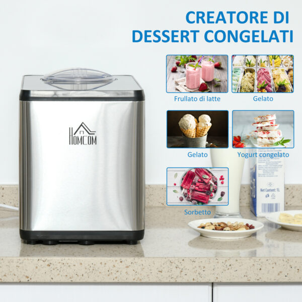 Gelatiera da 1.5L in Acciaio per Gelati, Yogurt e Milkshake