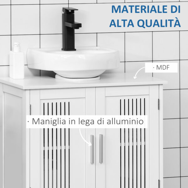 Mobiletto da Bagno Sottolavabo a 2 Ante in MDF Salvaspazio con Ripiani Regolabili 60x30x60cm Bianco