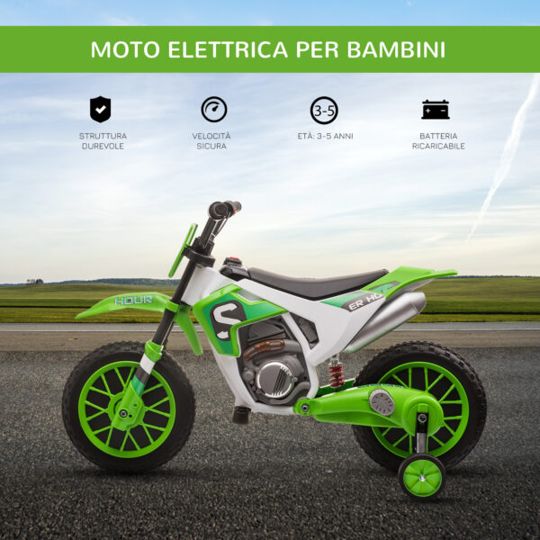 Moto da Cross Elettrica per Bambini da 3-5 Anni - Verde