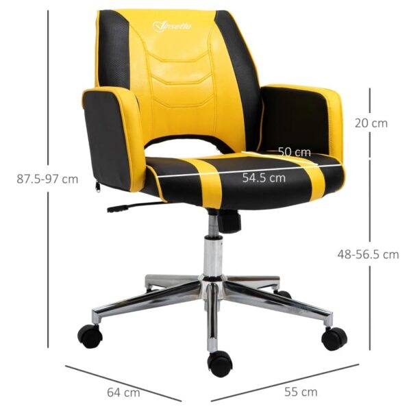 Sedia da Ufficio, Sedia da Gaming Racing Ergonomica, Altezza Regolabile, Girevole, Gialla e Nera