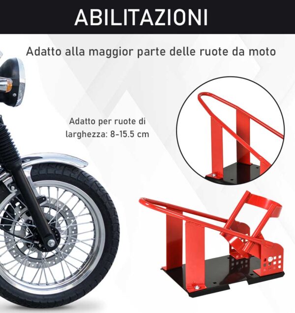 Cavalletto Alzamoto Anteriore in Metallo per Moto max 450kg con Sezioni Preforate, 27.5x51-69x34 cm