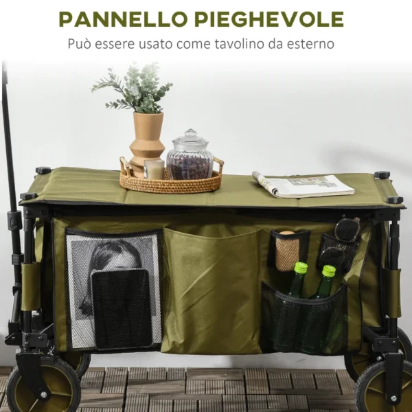 Carrello da Giardino 125L Pieghevole con Maniglia e 5 Sacche