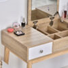 Tavolo da Trucco Moderno in Legno con Specchio Organizer Gioielli e Sgabello