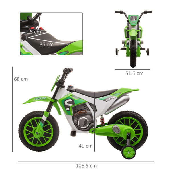 Moto da Cross Elettrica per Bambini da 3-5 Anni - Verde