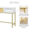 Tavolino Consolle Design Moderno Bianco e Oro con Cassetto in Legno 80x30x80.5cm