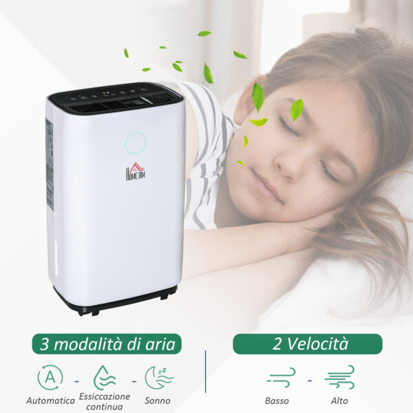 Deumidificatore da 25L 3 Modalità e 2 Velocità Timer 24h Design Silenzioso Bianco