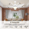 Ventilatore da Soffitto 3 Lame con Luce LED e Telecomando Incluso, 6 Velocità