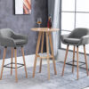 Set di 2 Sgabelli da Bar Moderni con Cuscino, Gambe in Legno e Rivestimento in Tessuto Grigio