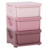 Cassettiera in Plastica Colorata per Cameretta con 3 Cassetti 37x37x56.5cm Rosa