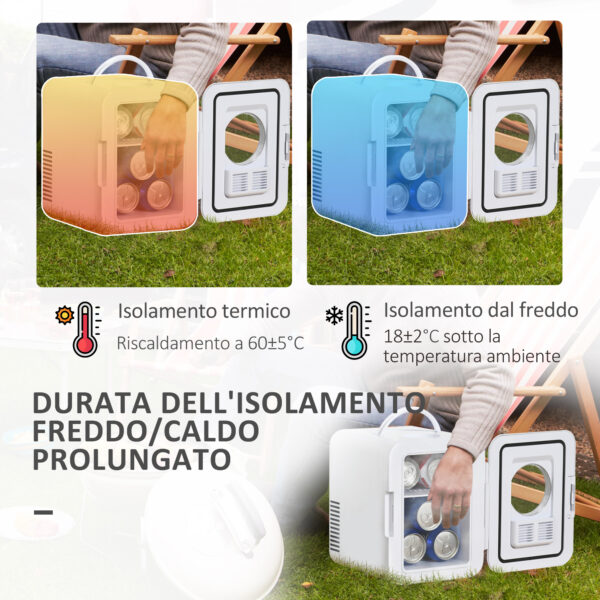 Frigo Portatile da 60W con Capacità 4L, Divisore Removibile e Maniglia