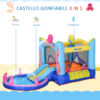 Castello Gonfiabile per Bambini con Scivolo e Piscina Tema Mare