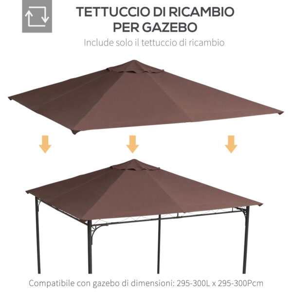 Tetto di Ricambio Telo Sostitutivo per Gazebo Traspirante 3x3m