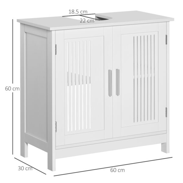 Mobiletto da Bagno Sottolavabo a 2 Ante in MDF Salvaspazio con Ripiani Regolabili 60x30x60cm Bianco