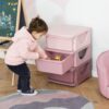 Cassettiera in Plastica Colorata per Cameretta con 3 Cassetti 37x37x56.5cm Rosa