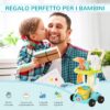 Set Pulizie Giocattolo per Bambini 3-6 Anni con Carrello, Scopa, Secchio e Mocio, 17 Accessori