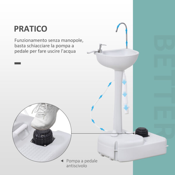 Lavabo Portatile da Campeggio con 2 Ruote, Maniglia, Serbatoio Acqua 17l e Serbatoio Sapone 3.5l