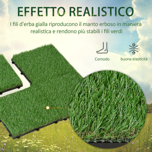 Erba Sintetica per Giardino Set di 10pz 30x30cm Verde Scuro