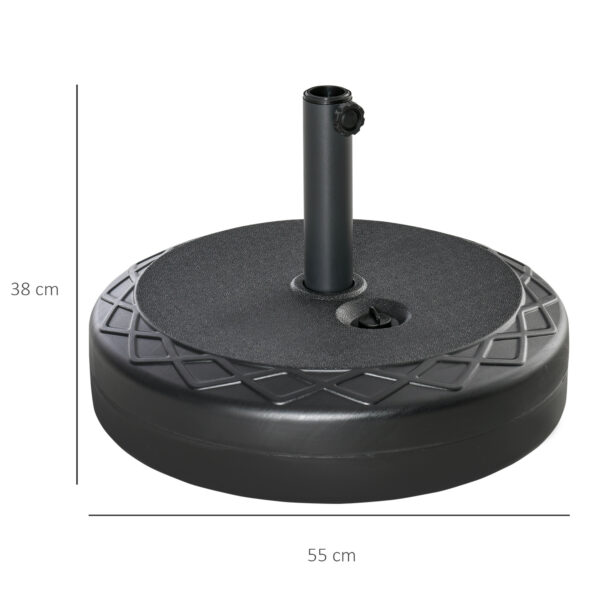 Base per Ombrellone Rotonda Φ55cm in Plastica da 30kg per Pali da 38-48mm Nero