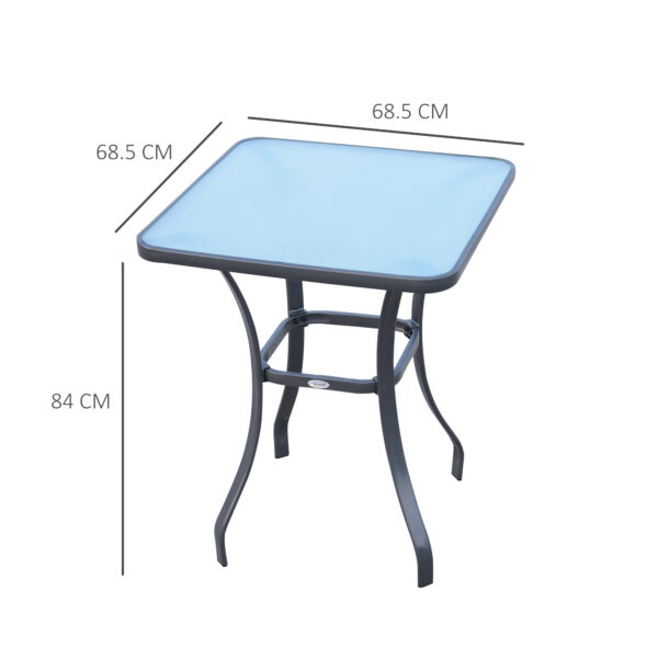 Tavolino Moderno da Giardino Piano in Vetro Temperato Struttura in Metallo