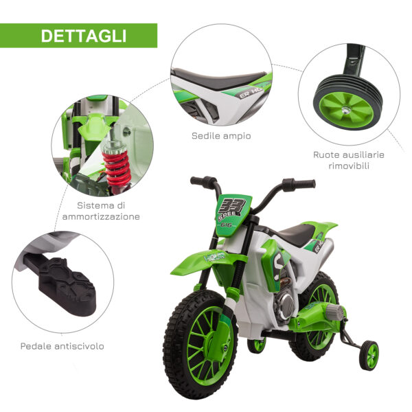 Moto da Cross Elettrica per Bambini da 3-5 Anni - Verde