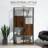 Libreria Stile Industriale con 4 Ripiani e 2 Armadietti, 90x30x159.5cm, Nero e Marrone