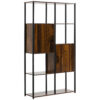 Libreria Stile Industriale con 4 Ripiani e 2 Armadietti, 90x30x159.5cm, Nero e Marrone