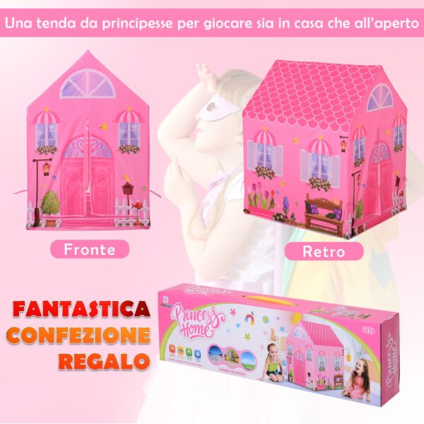 Tenda da Gioco Principessa per Bambina 3+ Anni per Interno e Esterno Rosa 93 x 69 x 103 cm