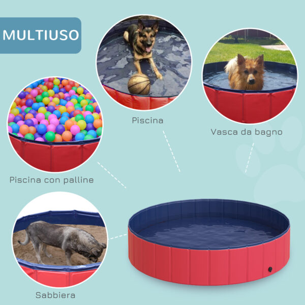 Piscina Pieghevole per Cani in PVC, Rosso, 140x30cm