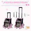 Trolley Zaino di Viaggio per Animali Domestici Multiuso 2 in 1 in Panno di Oxford