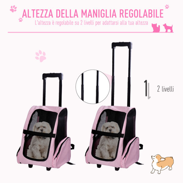 Trolley Zaino di Viaggio per Animali Domestici Multiuso 2 in 1 in Panno di Oxford