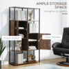 Libreria Stile Industriale con 4 Ripiani e 2 Armadietti, 90x30x159.5cm, Nero e Marrone