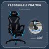 Sedia Gaming con Supporto Lombare e Altezza Regolabile in Tessuto