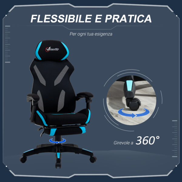 Sedia Gaming con Supporto Lombare e Altezza Regolabile in Tessuto