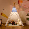 Tenda Indiana per Bambini Teepee in Tessuto e Legno con Finestra