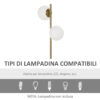 Lampada da Terra con 2 Paralumi a Sfera Lampada a Piantana Moderna color Oro