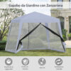 Gazebo da Giardino 3x3m con Zanzariera, Copertura in Poliestere e Struttura in Metallo, Grigio