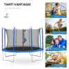 Tappeto Elastico Blu/Nero per Bambini e Adulti con Rete e Bordo Imbottito, Φ370x275 cm