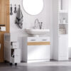 Mobile Sotto Lavabo Bagno Sottolavandino in Legno con Antine - Dimensioni 60x30x60.5cm - Colore Bianco